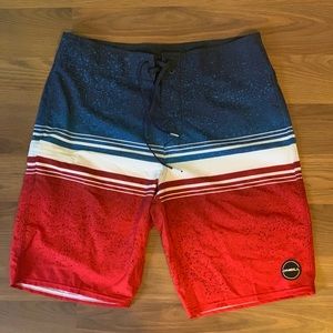 Men’s Hyperfreak Board Shorts Red Blue Size 31